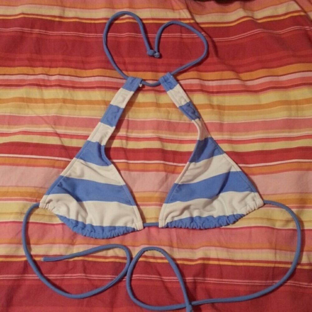 Venus Triangle Bikini Top Blue & White Stripes A